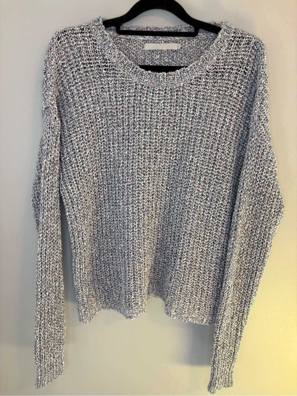 One Grey Day Marled Knit Sweater Lightweight Chunky Crewneck Small
